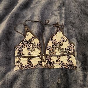 Velvet feel black and silver lightly padded PINK Victorias secret bralette sz M!